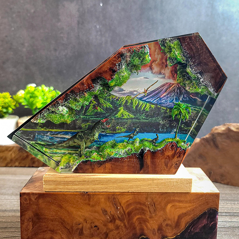 Home Decor Ideas - Table Resin Lamp Dinosaur Figure Colorful