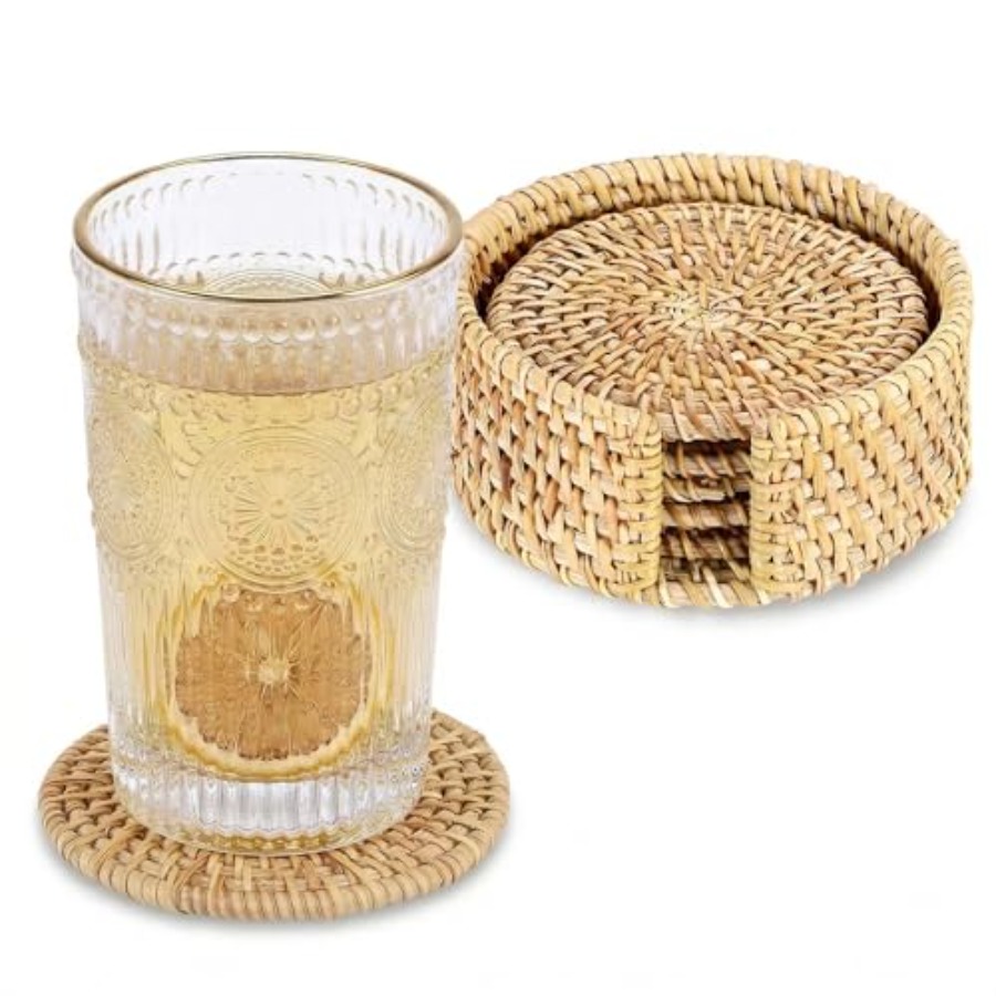 Home Decor Rattan - New StyleDrink Coasters Set of 6,