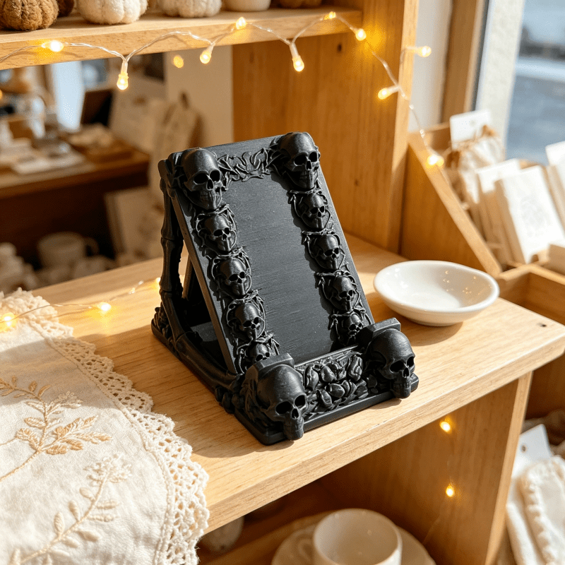 Home Decor Gothic - One 3D-printed Gothic skull phone holder,