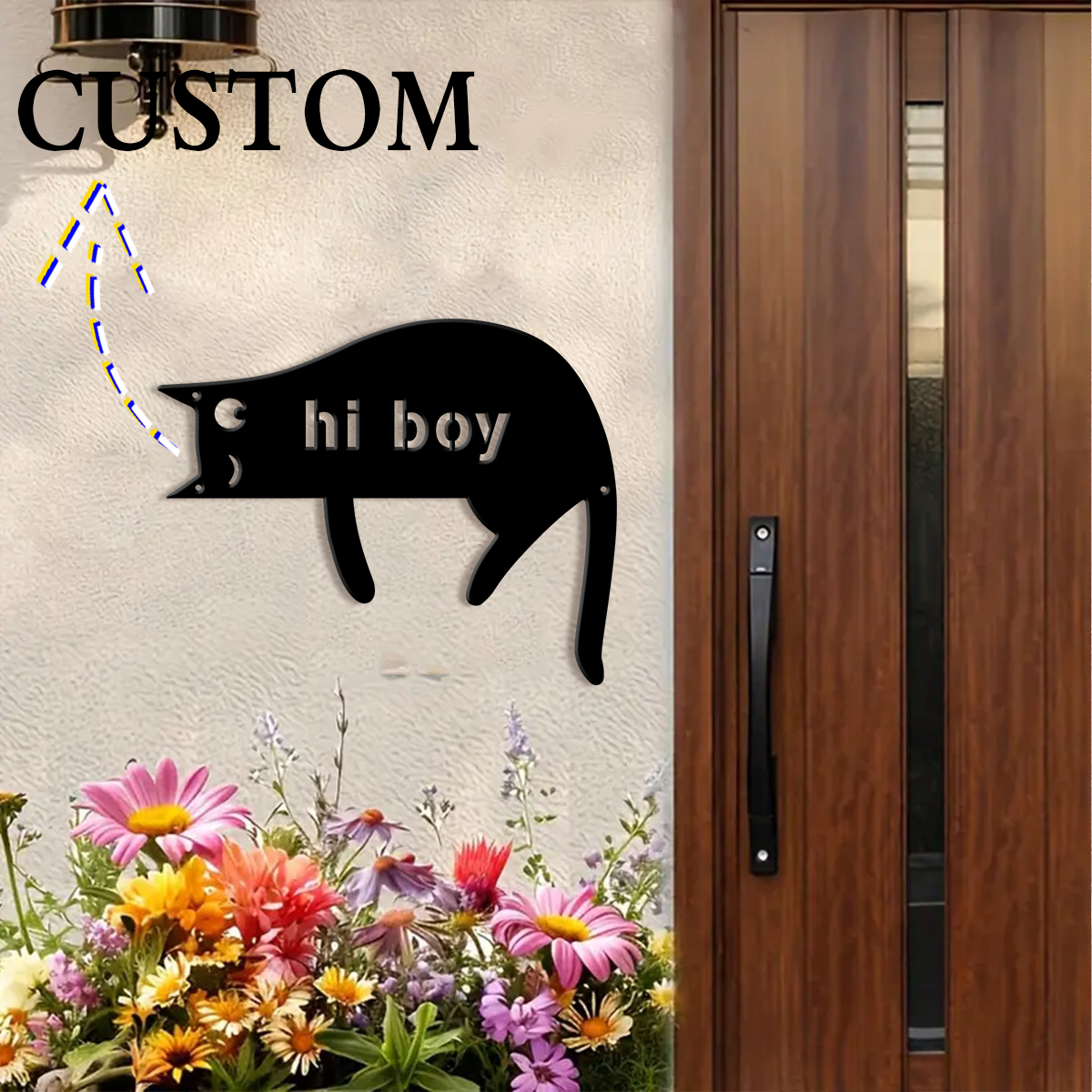 Home Decor Garden - 1Pc Custom cat Metal Door Street
