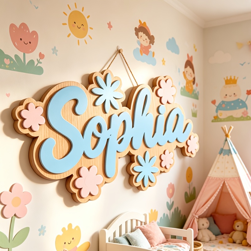 Home Decor For Birthday - Personalized Floral Themed Name Room Sign,