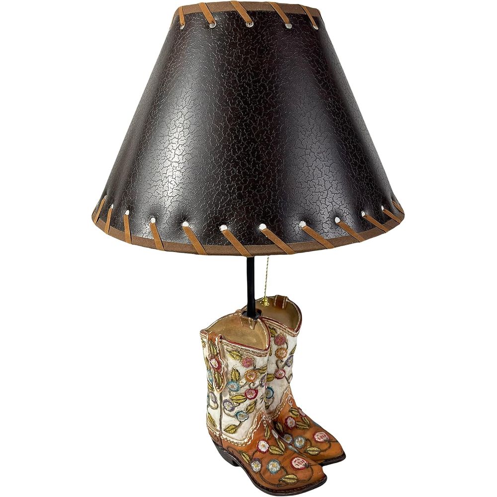 Home Decor Room - Western Cowboy Boot Table Lamp, Turquoise