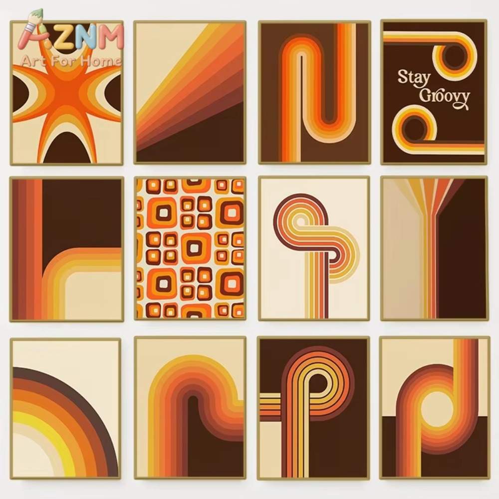 1pc 70's Design Vintage Abstra - Home Decor Hippie บทวิจารณ์และราคา