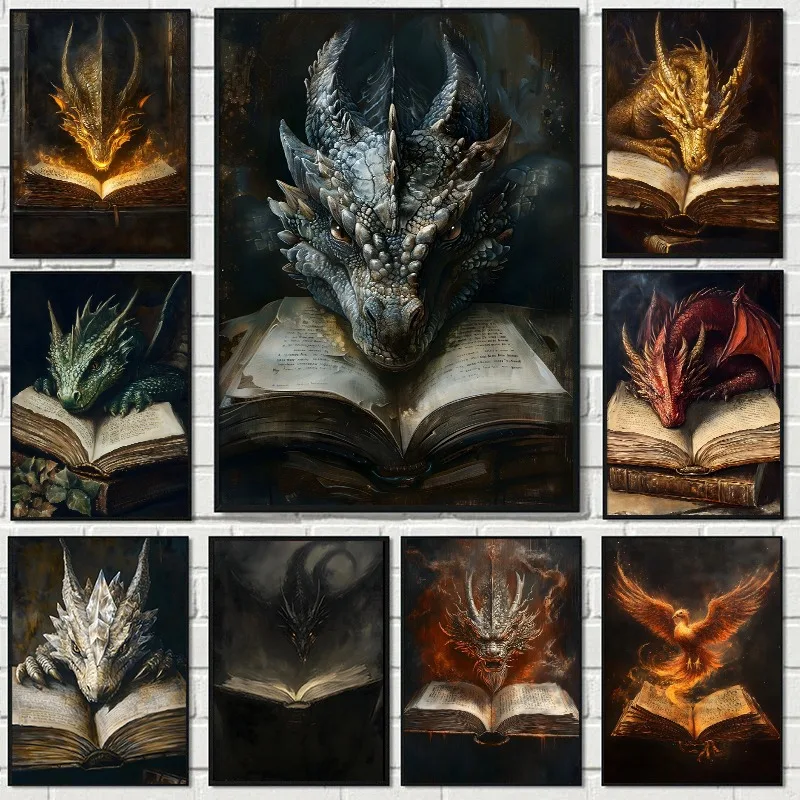Large Dragon Reading Book Post - Home Decor Gothic บทวิจารณ์และราคา