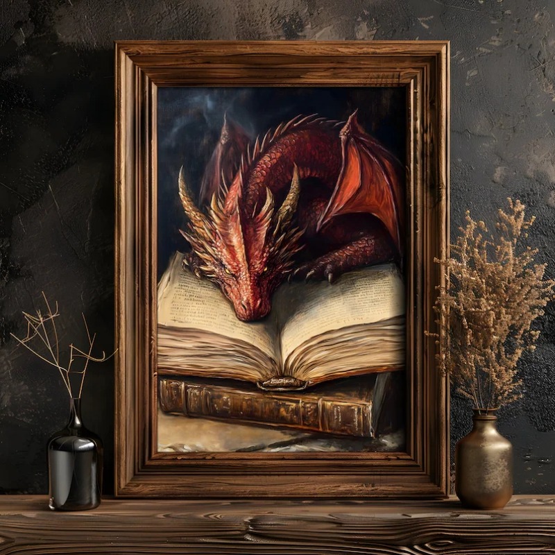 Large Dragon Reading Book Post - Home Decor Gothic บทวิจารณ์และราคา