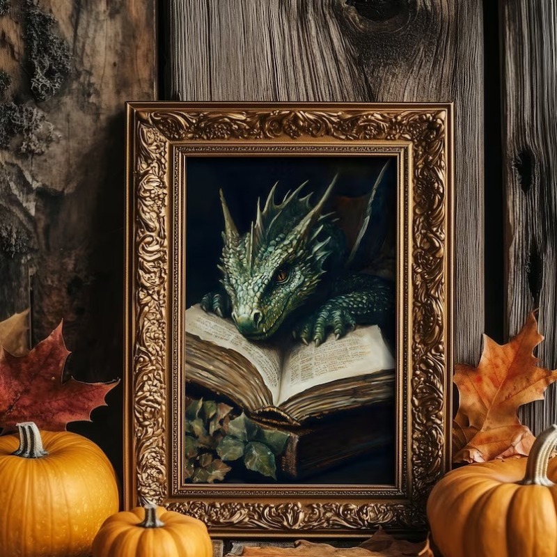 Large Dragon Reading Book Post - Home Decor Gothic บทวิจารณ์และราคา
