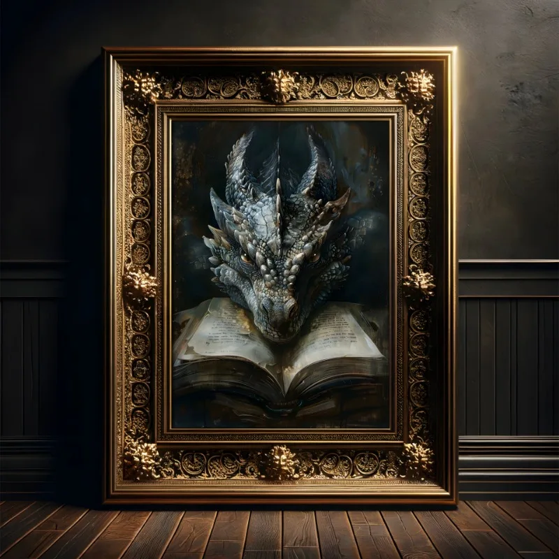 Large Dragon Reading Book Post - Home Decor Gothic บทวิจารณ์และราคา