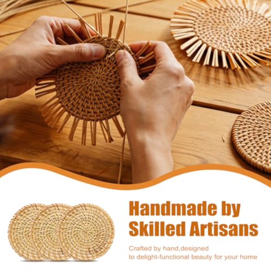 New StyleDrink Coasters Set of - Home Decor Rattan บทวิจารณ์และราคา