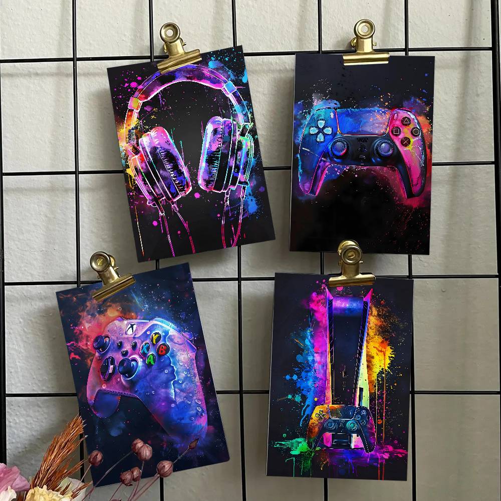 Watercolor Neon Video Game X-X - Home Decor Xbox Games บทวิจารณ์และราคา