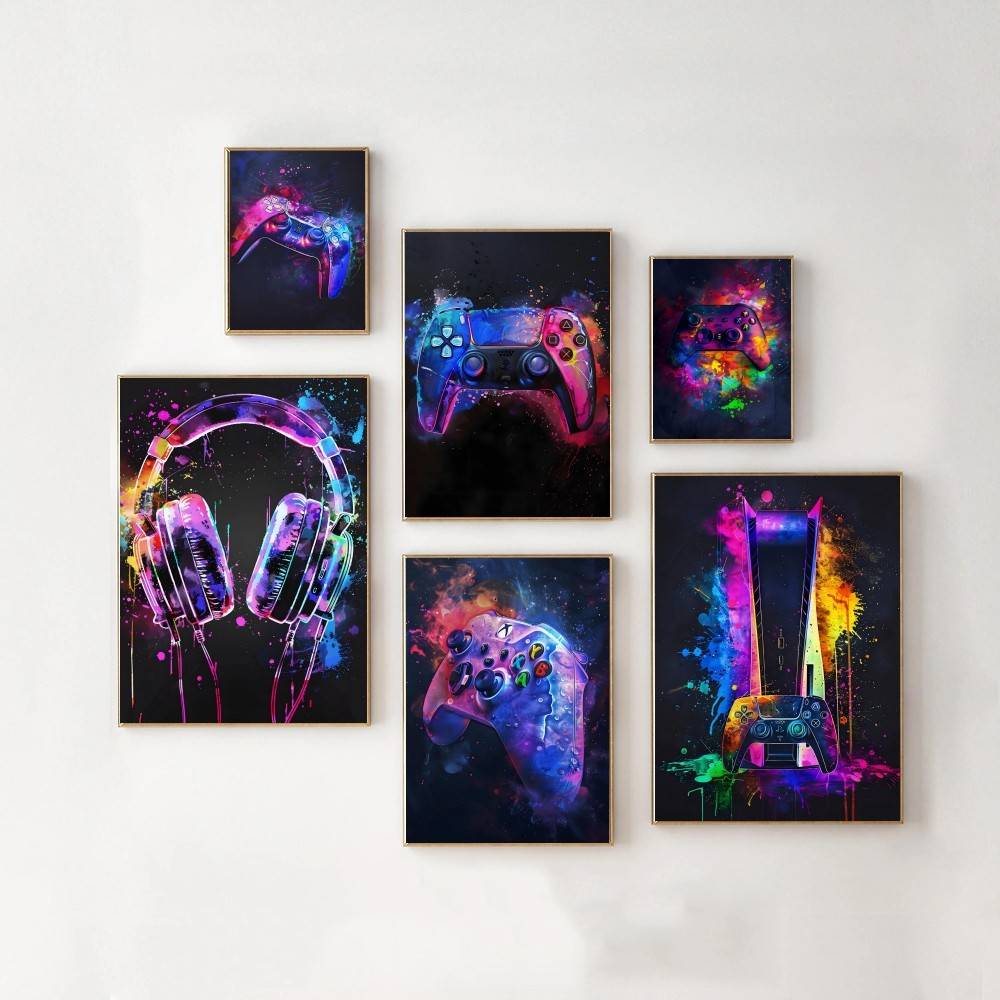 Watercolor Neon Video Game X-X - Home Decor Xbox Games บทวิจารณ์และราคา