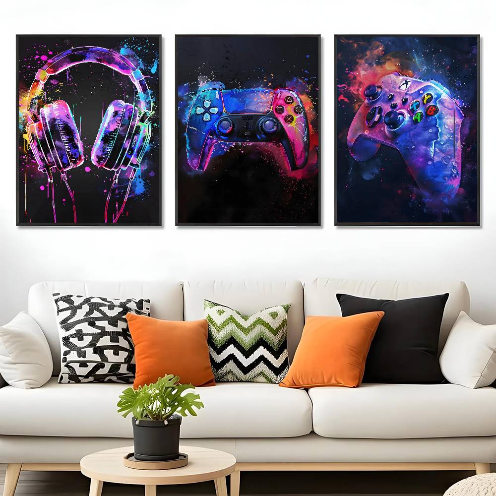 Watercolor Neon Video Game X-X - Home Decor Xbox Games บทวิจารณ์และราคา