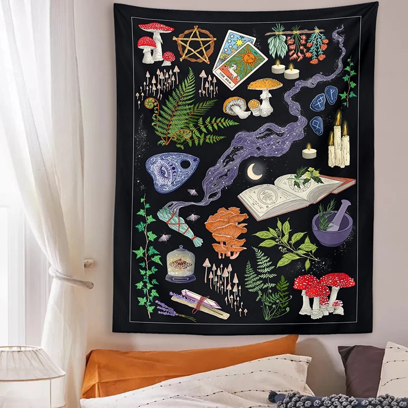 Psychedelic Mushroom Tapestry  - Home Decor Hippie บทวิจารณ์และราคา
