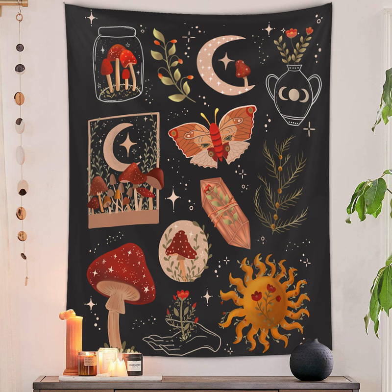 Psychedelic Mushroom Tapestry  - Home Decor Hippie บทวิจารณ์และราคา
