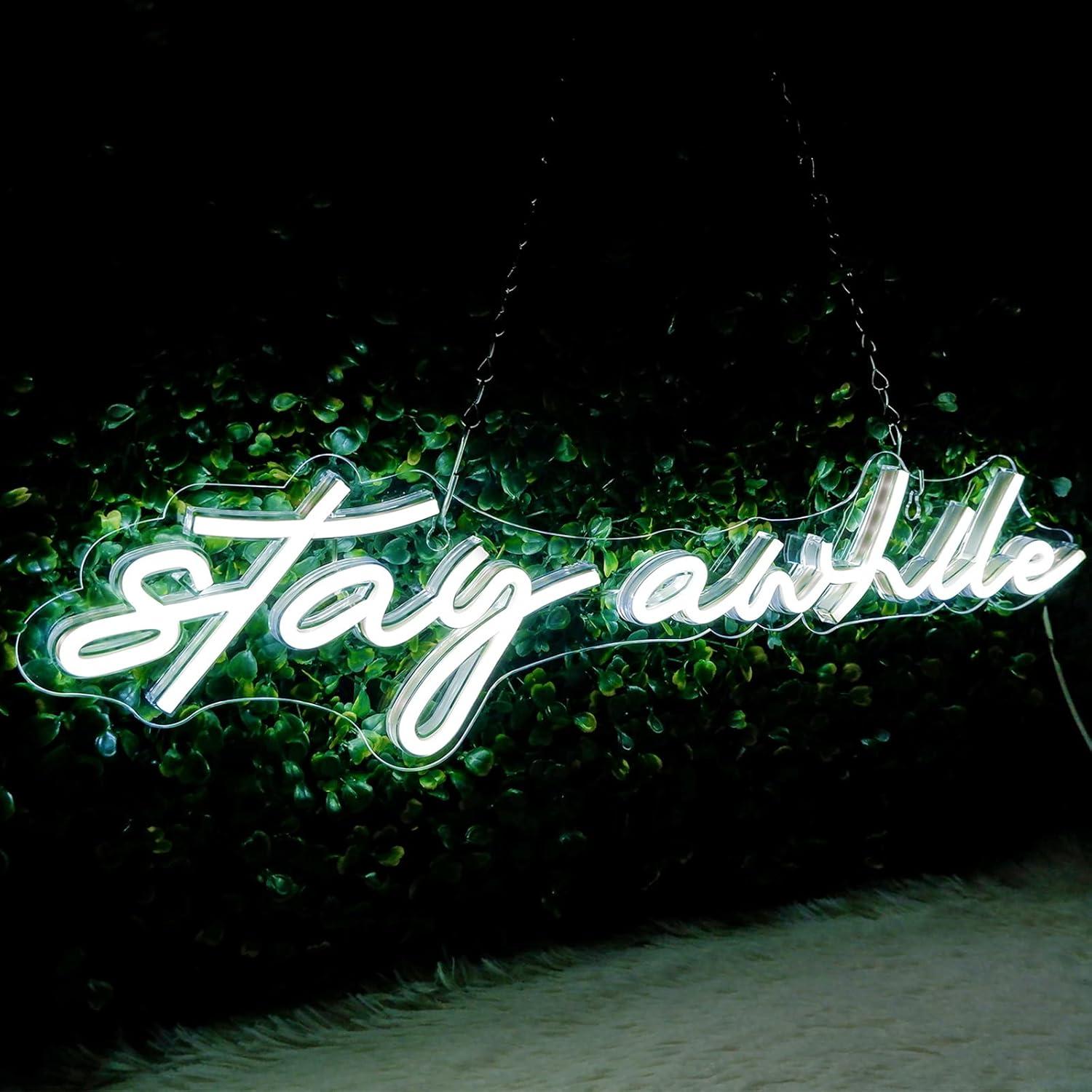 Stay Awhile Neon Signs USB Dim - Home Decor Room บทวิจารณ์และราคา