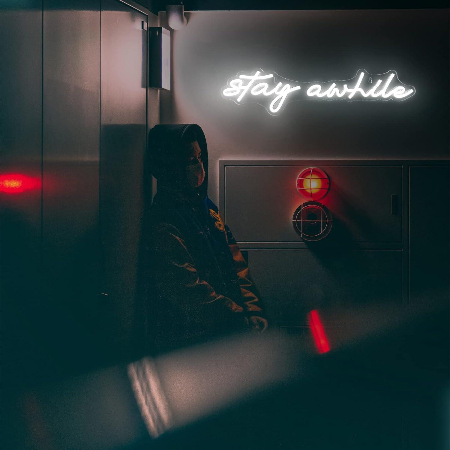 Stay Awhile Neon Signs USB Dim - Home Decor Room บทวิจารณ์และราคา