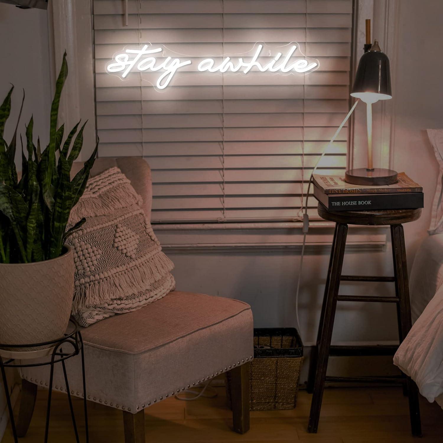 Stay Awhile Neon Signs USB Dim - Home Decor Room บทวิจารณ์และราคา