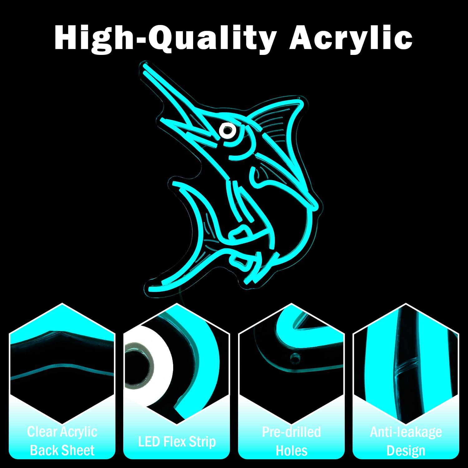 Marlin Fish Neon Sign Deep Sea - Home Decor Gift บทวิจารณ์และราคา