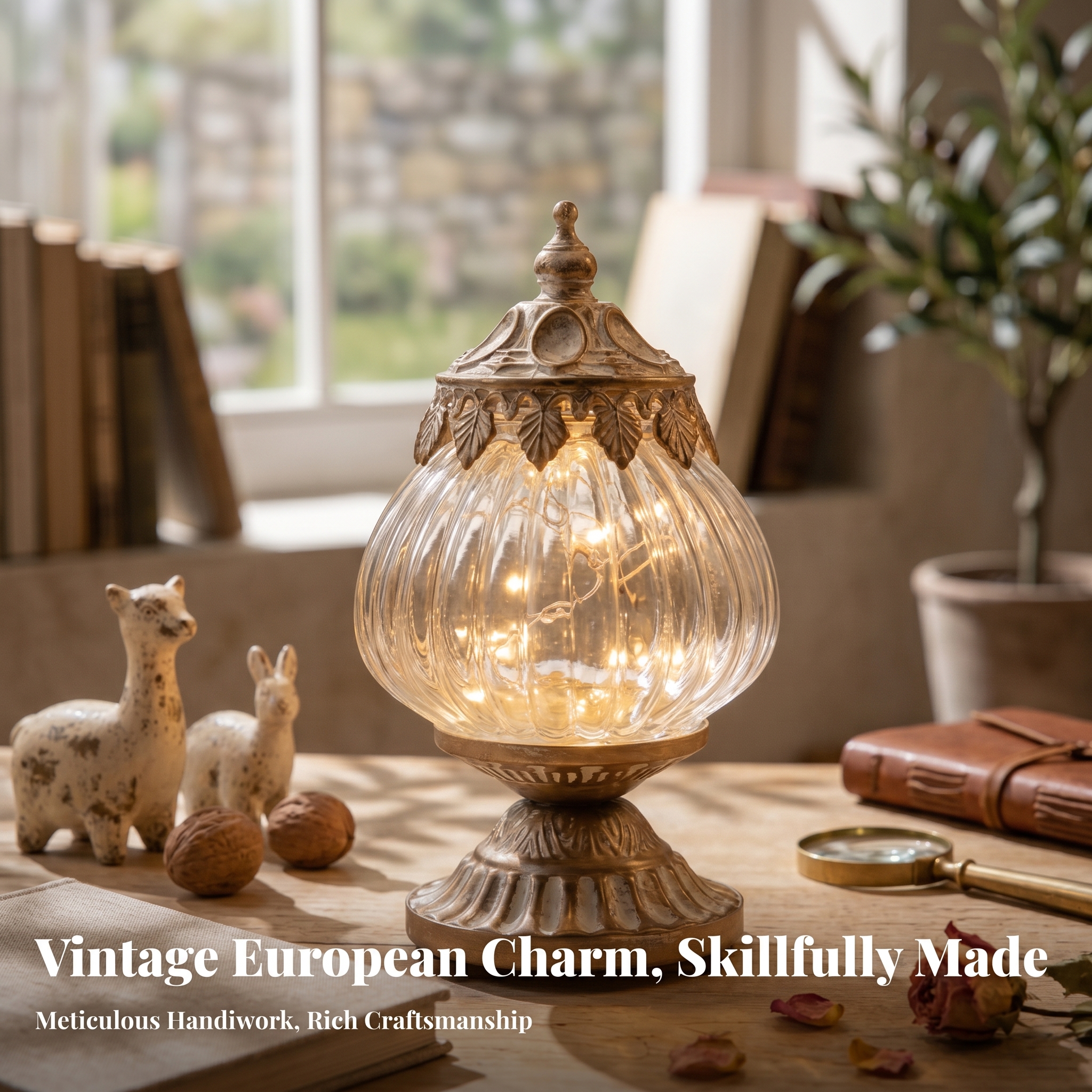 Vintage Ribbed Glass Lantern O - Home Decor Garden บทวิจารณ์และราคา