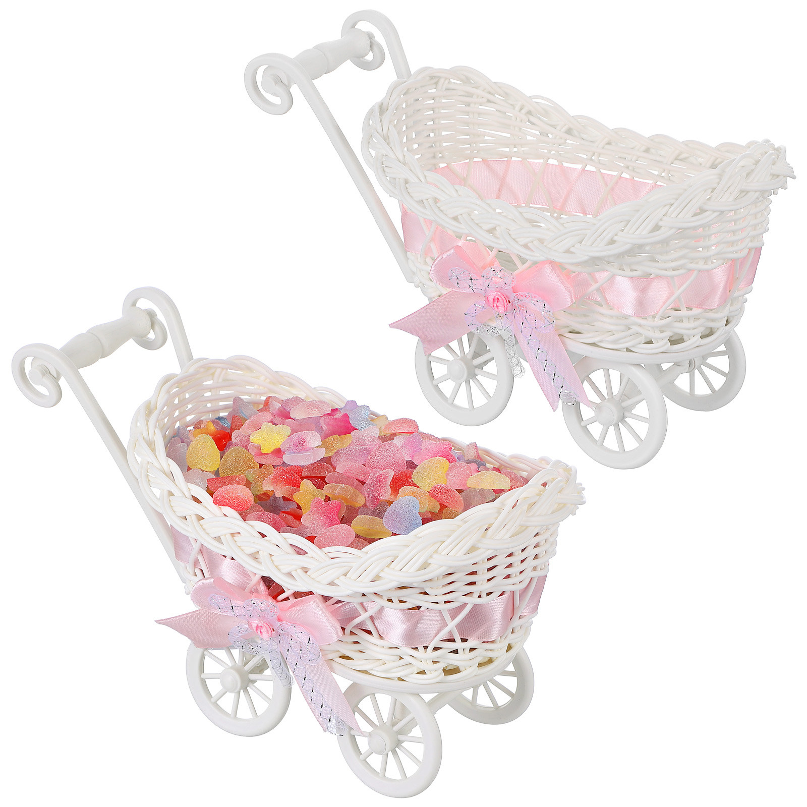 2Pcs Festive Cart Shaped Imita - Home Decor Rattan บทวิจารณ์และราคา