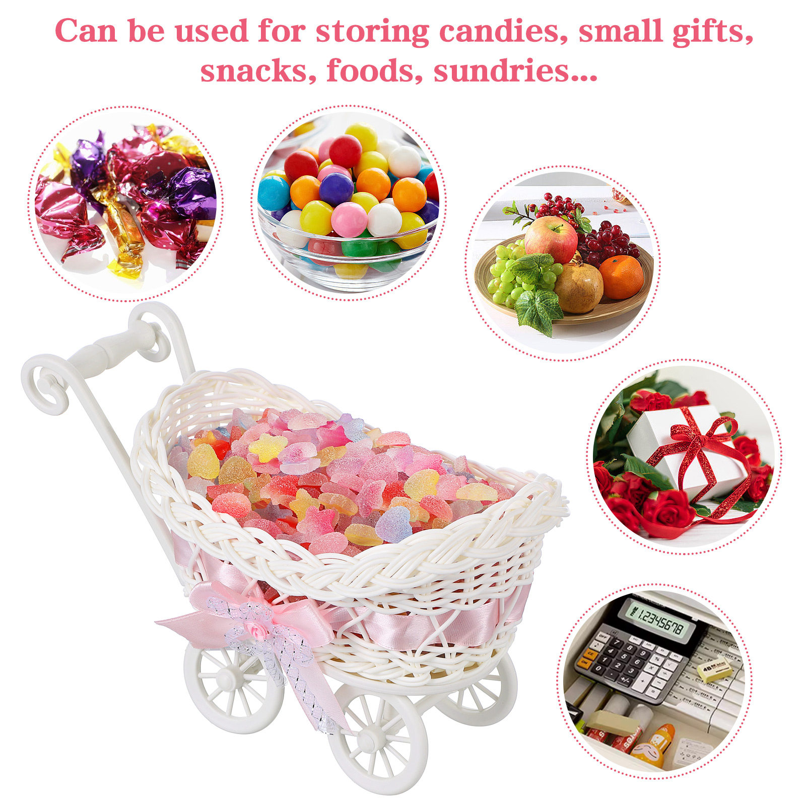 2Pcs Festive Cart Shaped Imita - Home Decor Rattan บทวิจารณ์และราคา