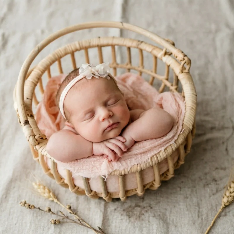 Infant Posing Bed Retro Rattan - Home Decor Rattan บทวิจารณ์และราคา