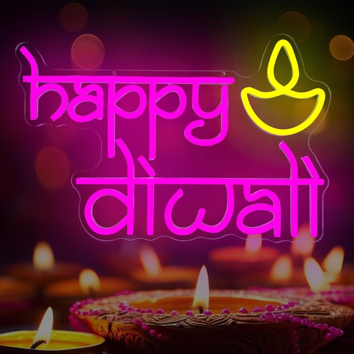Happy Diwali Neon Sign USB Pow - Home Decor Gift บทวิจารณ์และราคา
