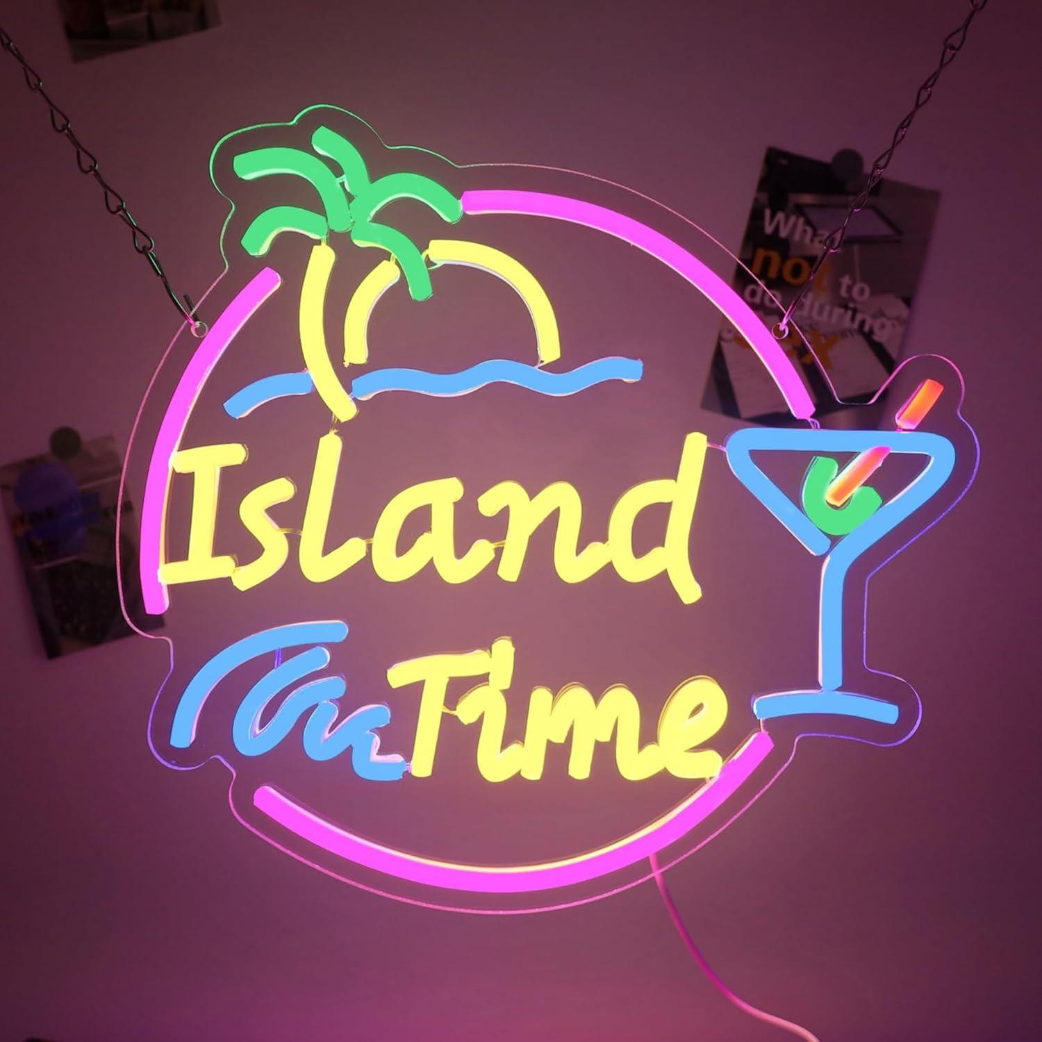 Island Time Neon Sign LED Ligh - Home Decor Gift บทวิจารณ์และราคา