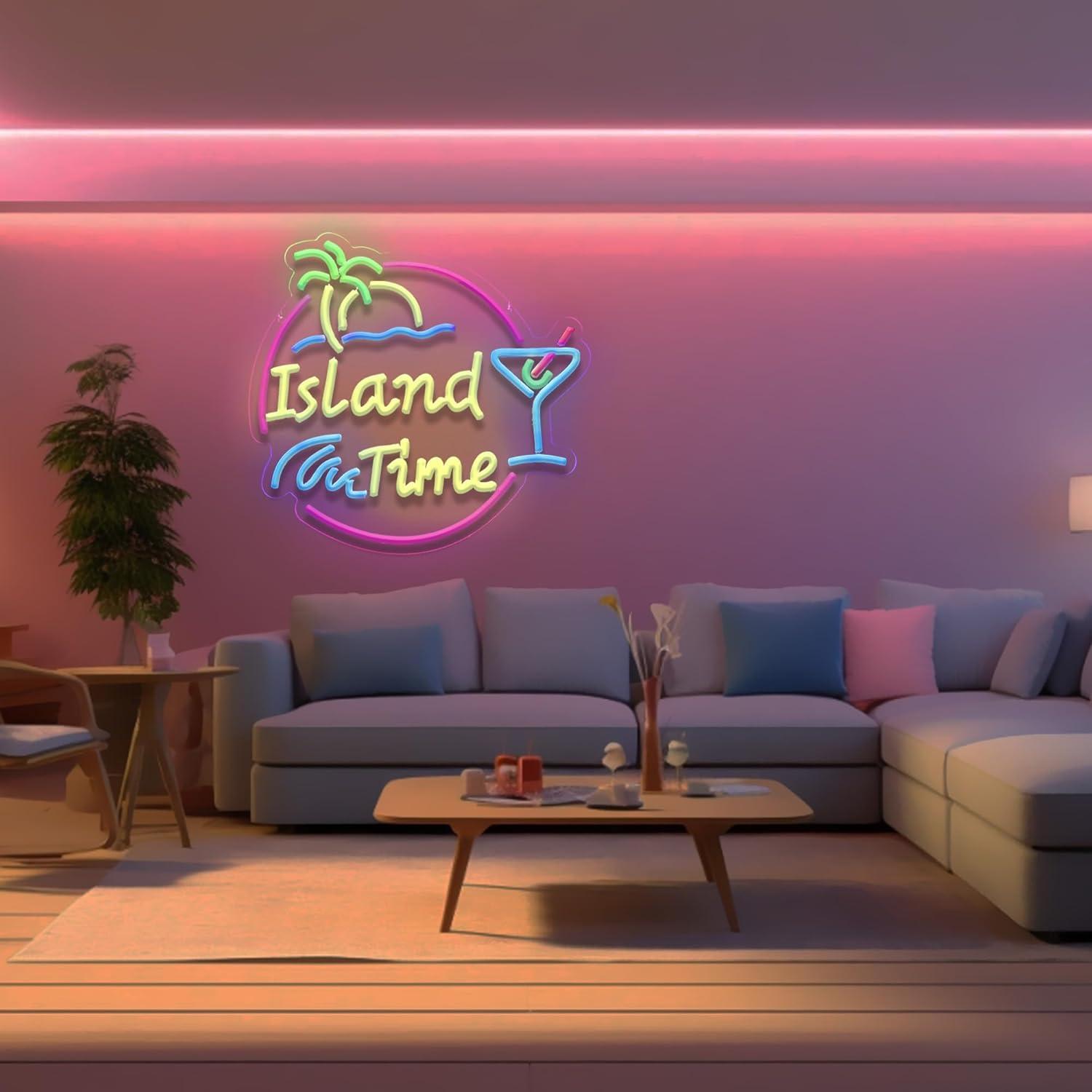 Island Time Neon Sign LED Ligh - Home Decor Gift บทวิจารณ์และราคา