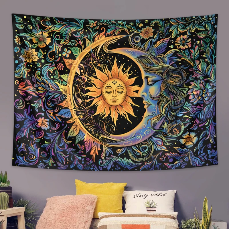 Sun and Moon Tapestry, Mystic  - Home Decor Hippie บทวิจารณ์และราคา