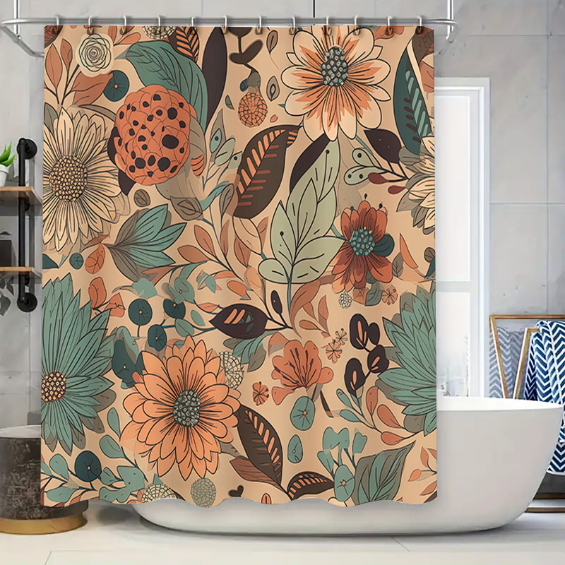 Modern Floral Shower Curtain R - Home Decor Color Palettes บทวิจารณ์และราคา