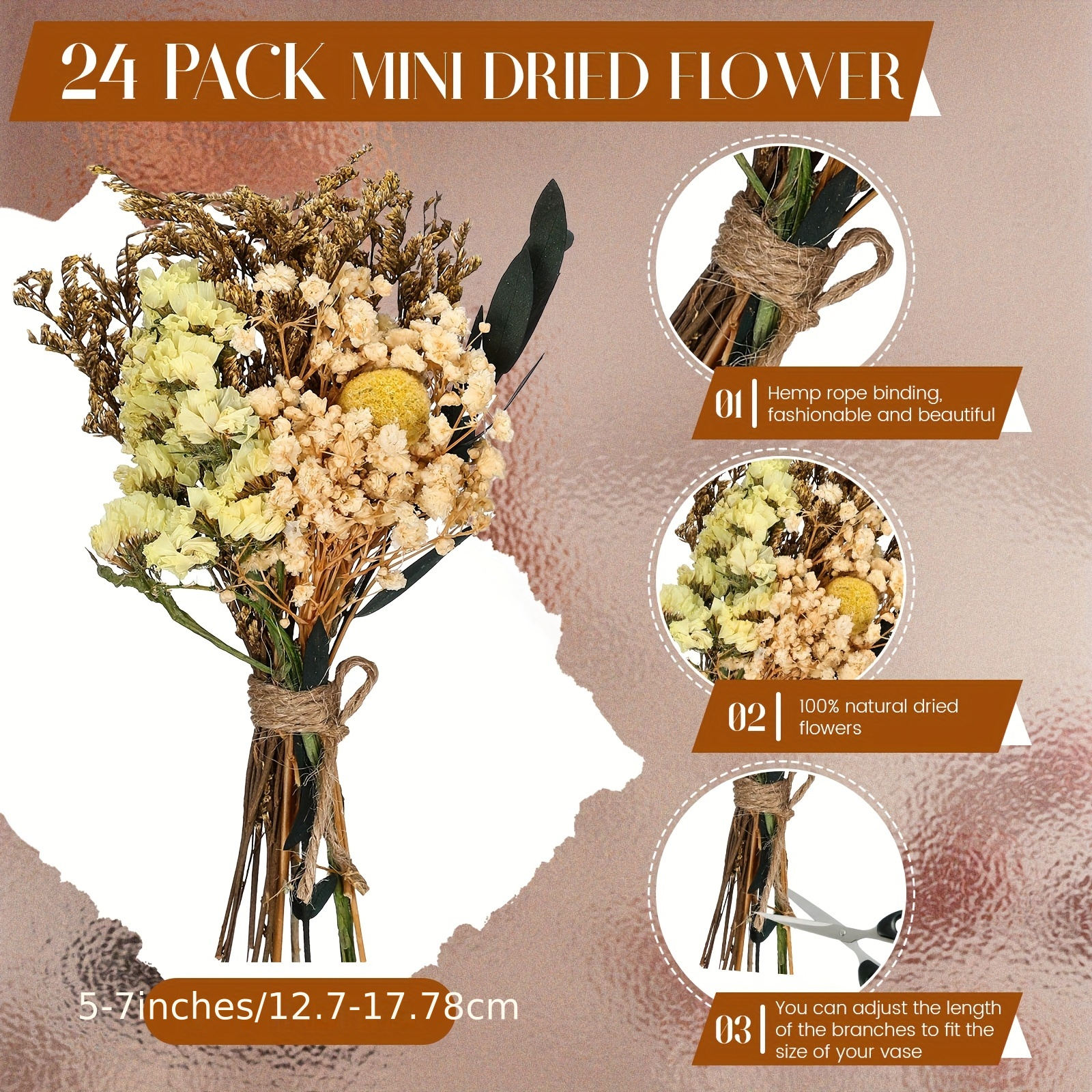 24pcs Handmade Boho Dried Flow - Home Decor Color Palettes บทวิจารณ์และราคา