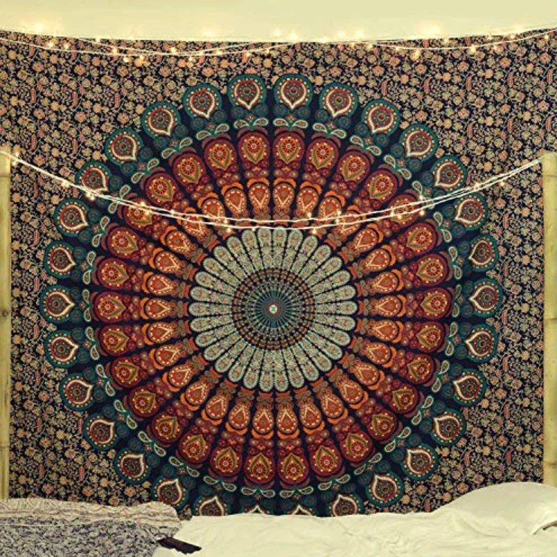Hippie Mandala Tapestrys India - Home Decor Hippie บทวิจารณ์และราคา