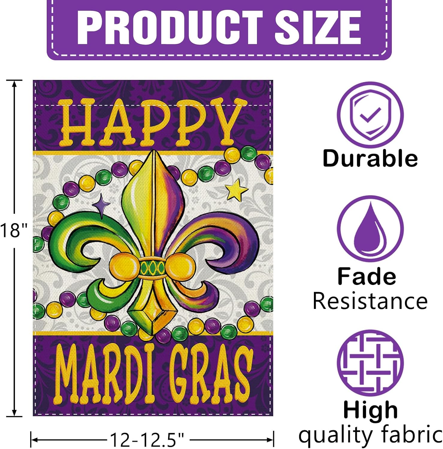 Dyrenson Happy Mardi Gras Fleu - Home Decor New Orleans บทวิจารณ์และราคา