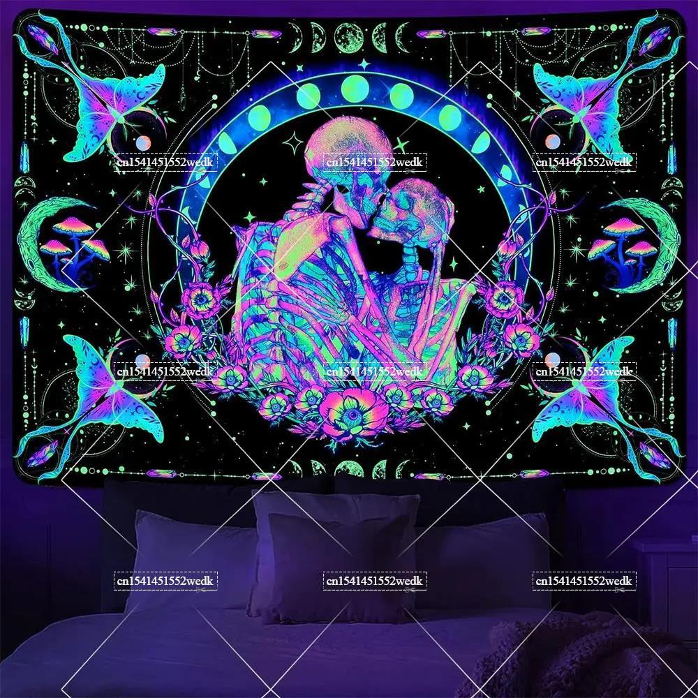 Hippie Skull Blacklight Tapest - Home Decor Hippie บทวิจารณ์และราคา