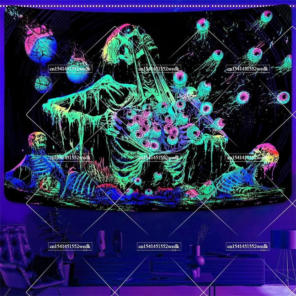 Hippie Skull Blacklight Tapest - Home Decor Hippie บทวิจารณ์และราคา