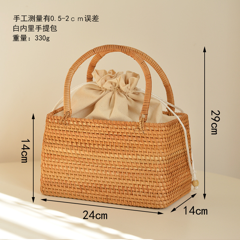 Casual Hollow Rattan Basket Ba - Home Decor Rattan บทวิจารณ์และราคา