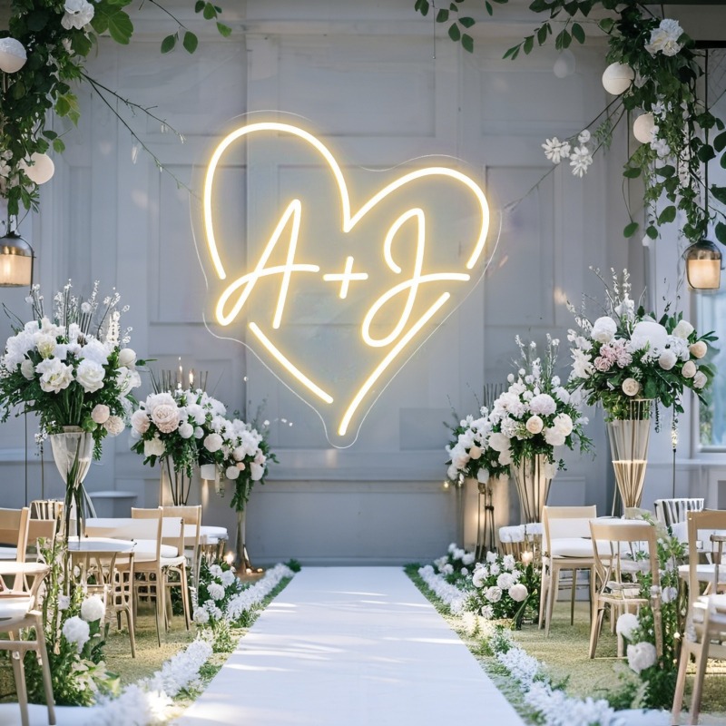 Custom Initials Heart LED Neon - Home Decor Room บทวิจารณ์และราคา
