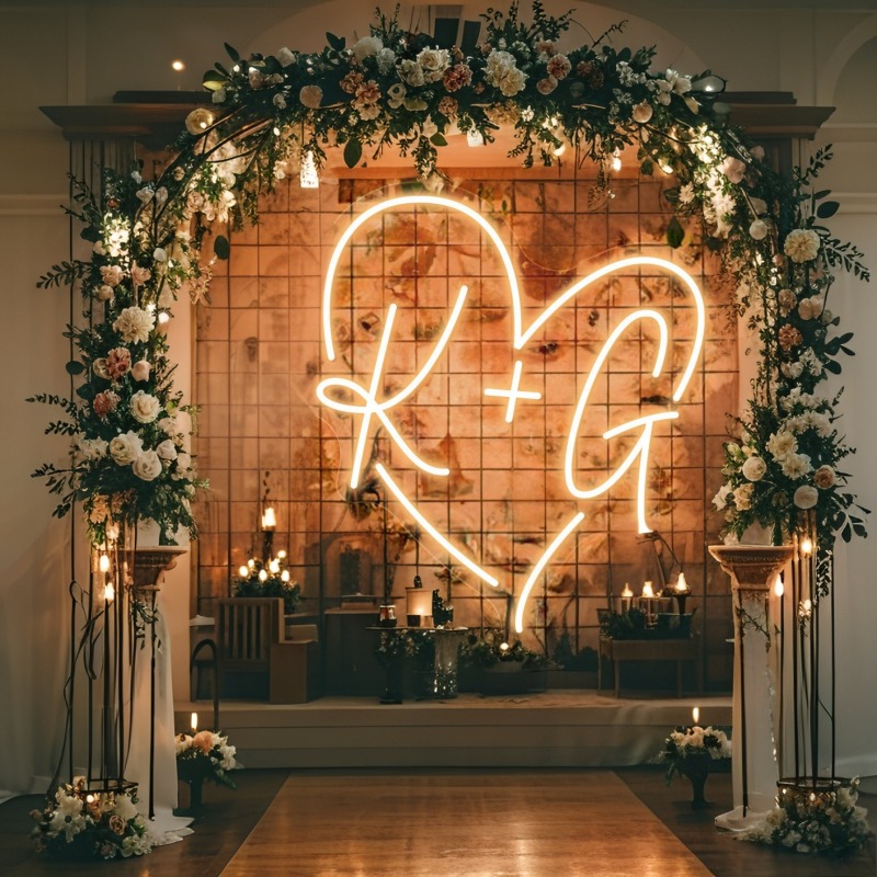 Custom Initials Heart LED Neon - Home Decor Room บทวิจารณ์และราคา