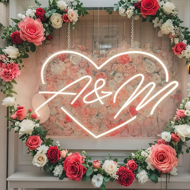 Custom Initials Heart LED Neon - Home Decor Room บทวิจารณ์และราคา