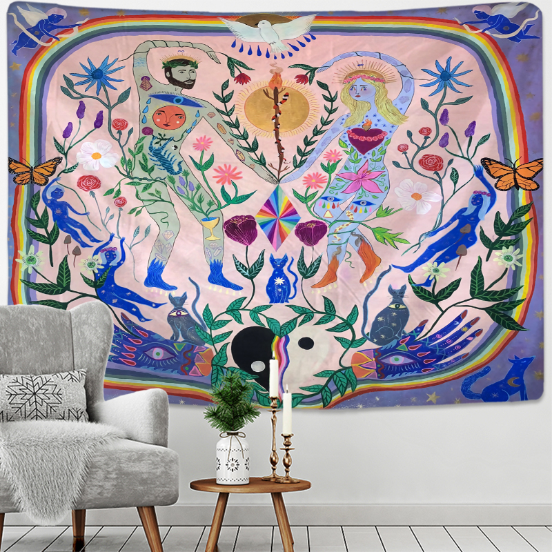 Plant Boy Girl Tapestry Wall H - Home Decor Hippie บทวิจารณ์และราคา