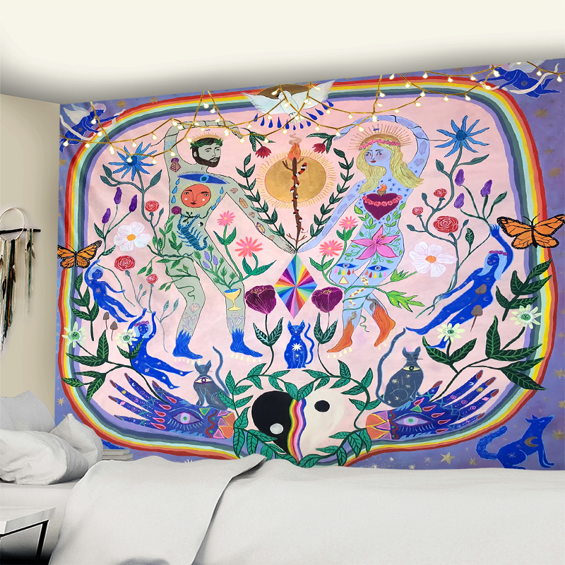 Plant Boy Girl Tapestry Wall H - Home Decor Hippie บทวิจารณ์และราคา