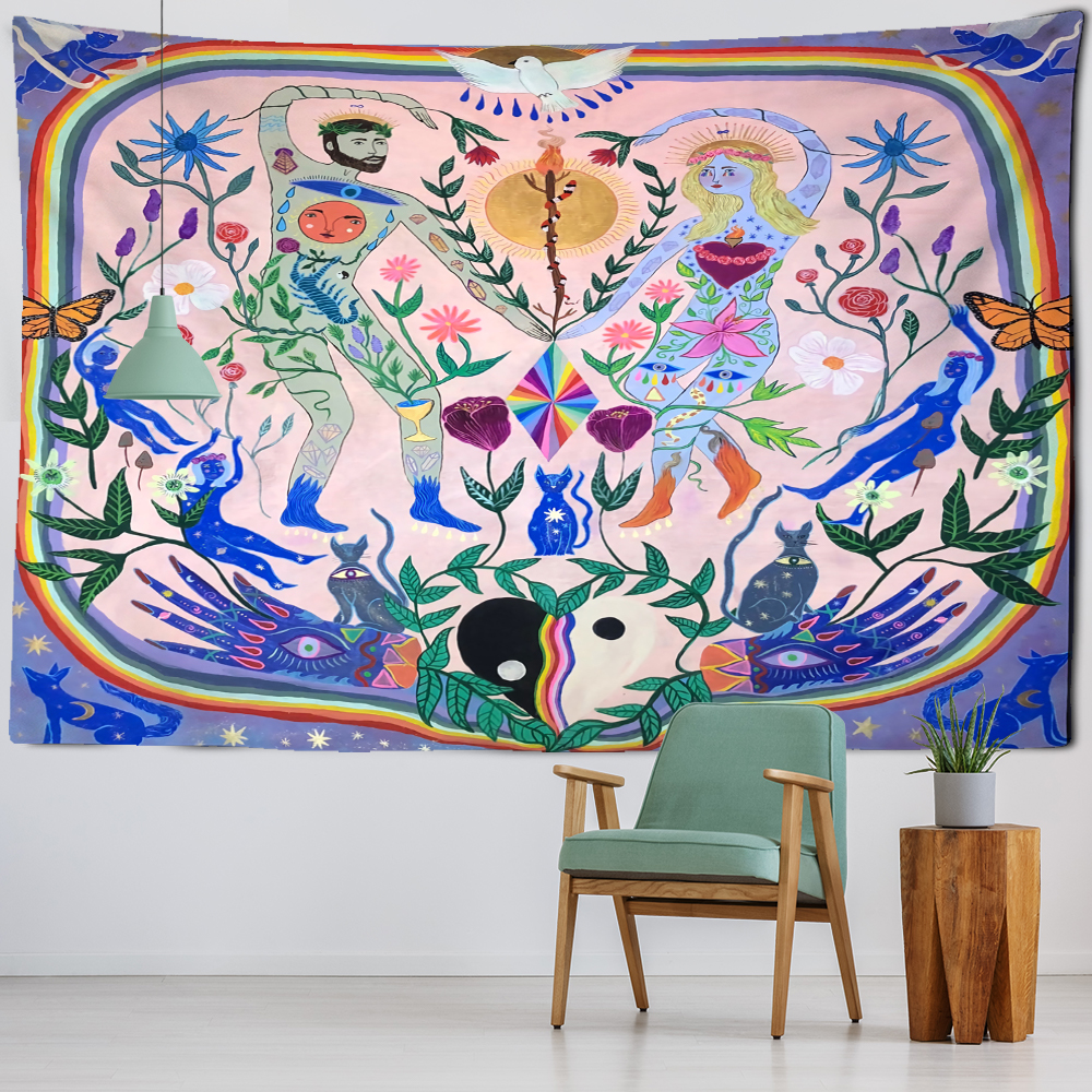 Plant Boy Girl Tapestry Wall H - Home Decor Hippie บทวิจารณ์และราคา