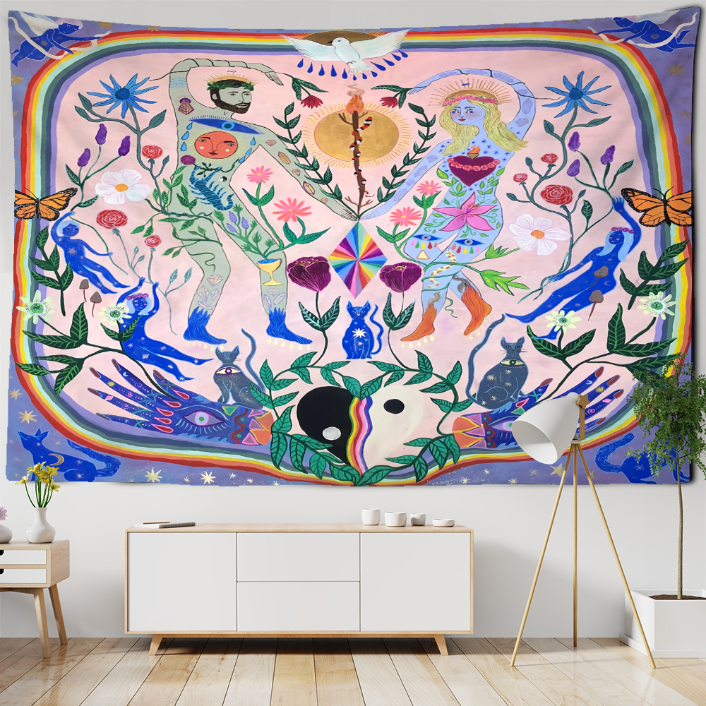 Plant Boy Girl Tapestry Wall H - Home Decor Hippie บทวิจารณ์และราคา