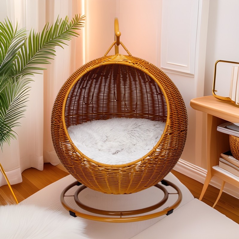 Rattan Hanging Cat Bed Soft Cu - Home Decor Rattan บทวิจารณ์และราคา