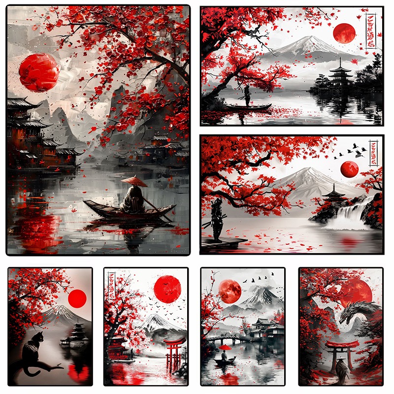 Japanese Landscape Ink Paintin - Home Decor Japanese บทวิจารณ์และราคา