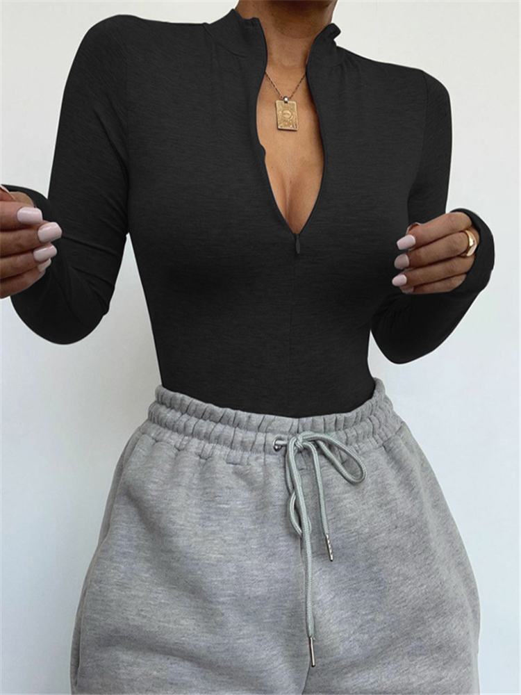 Shestyle Solid Zipper Bodycon  - Home Decor Zara บทวิจารณ์และราคา
