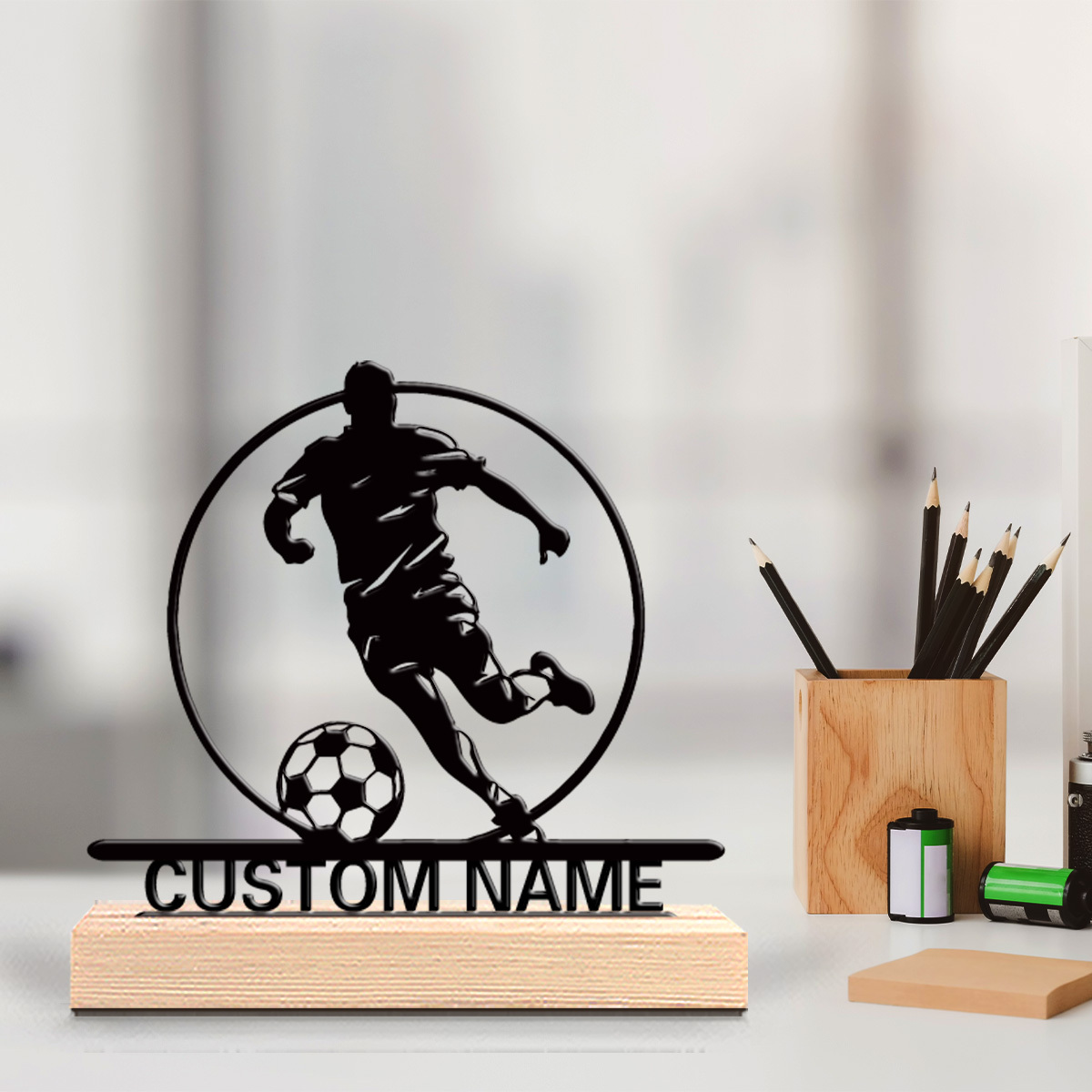 Custom Soccer Player Metal Sta - Home Decor For Birthday บทวิจารณ์และราคา