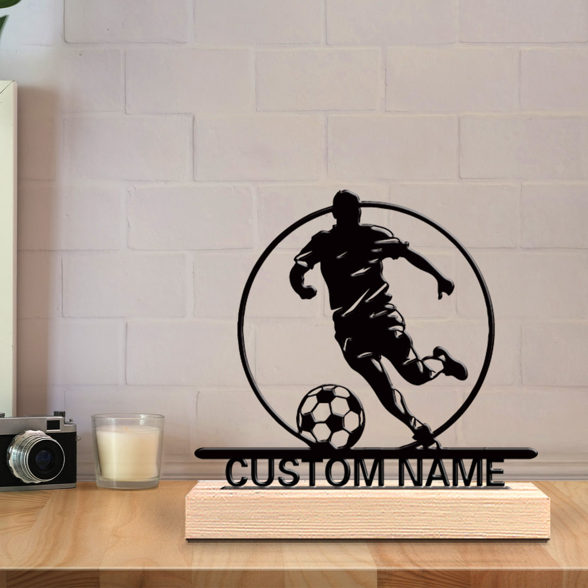 Custom Soccer Player Metal Sta - Home Decor For Birthday บทวิจารณ์และราคา