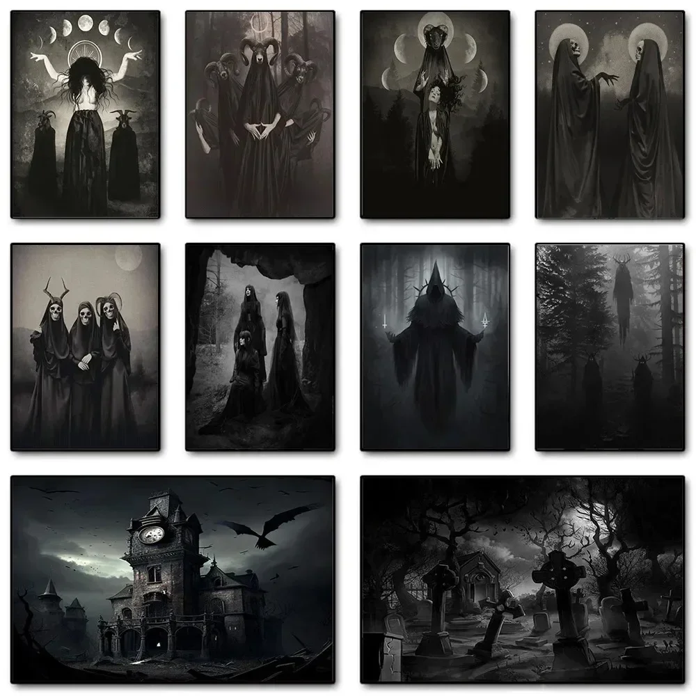 Dark Academia Art Black Death  - Home Decor Gothic บทวิจารณ์และราคา