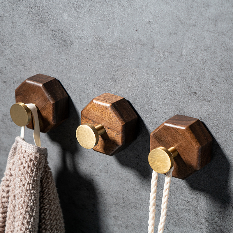 2/1pcs Walnut Wood Brass Hook  - Home Decor Ikea บทวิจารณ์และราคา